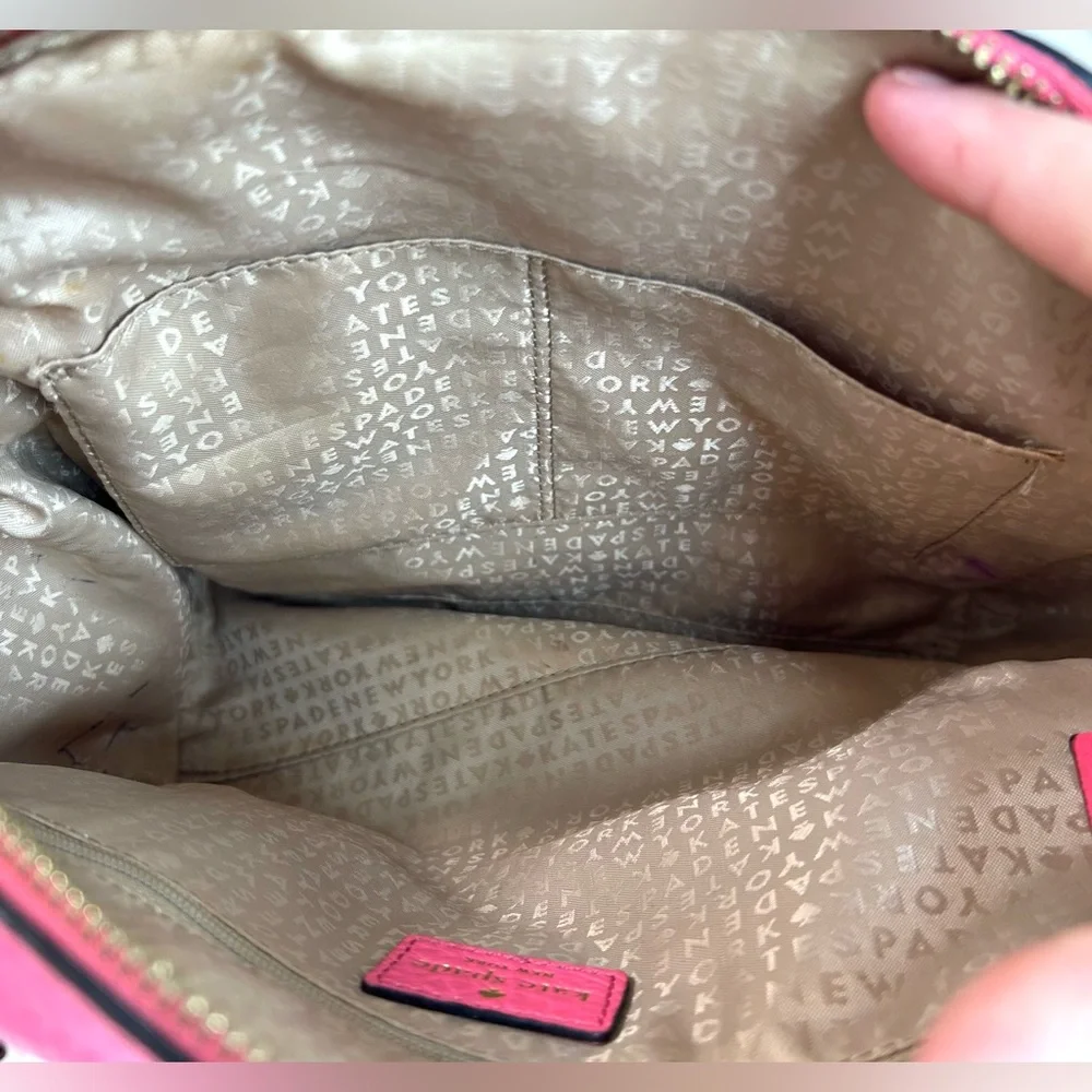 Kate Spade Perri Lane Delaney Bubbles Leather Satchel Crossbody in Peony Pink
